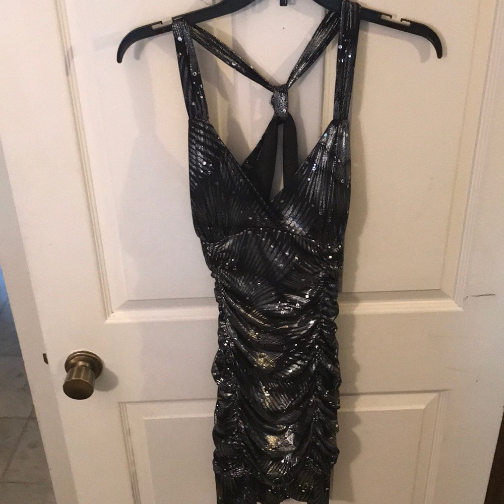 Black and silver homecoming/snow coming dress